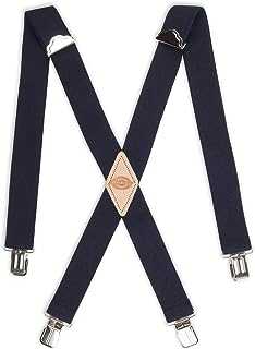 Men's 1 1/2 inch Solid Straight Clip Adjustable X Back Suspender