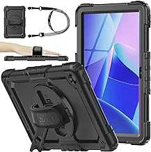 Drop-Proof Protection Case with 360° Rotate Stand &Strap [Pen Holder] & Screen Protector Tablet Cover for Lenovo Tab M10 Plus 3rd Gen (TB-125F/128F) 10.6", Black