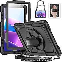 Case for Lenovo Tab M10 Plus 3rd Gen Case 10.6 Inch, Protective with Screen Protector/Rotating Hand Strap, M10 Plus FHD Tablet Case (TB-125FU TB-128FU TB-128XU) Cover 2022, Black