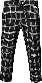 Boys Dress Pants Adjustable Waist Plaid Pants Slim Fit Stretch Pants Skinny Chinos Pants 2-12 Years