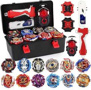 Bey Battle Top Burst Metal Fusion Attack Set, 12 Spinning Tops 3 Launchers Combat Battle Toy with Portable Storage Box Present for Kids