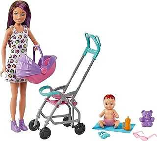 Skipper Babysitters Inc Playset with Doll, Stroller, Baby Doll & 5 Accessories, Remove Stroller Seat for Carrier