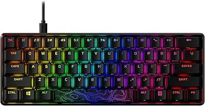 Alloy Origins 60 - Mechanical Gaming Keyboard, Ultra Compact 60% Form Factor, Double Shot PBT Keycaps, RGB LED Backlit, NGENUITY Software Compatible - Linear HyperX Red Switch,Black