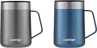 Streeterville Stainless Steel Travel Mug with Splash-Proof Lid, Sake;Blue Corn, 14 Ounces, 2-Pack