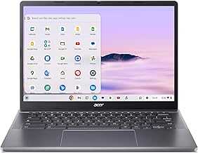 Chromebook Plus 514 Laptop with Google AI – 14" WUXGA 1920 x 1200 IPS Touch Display | AMD Ryzen 3 7320C | 8GB LPDDR5X | 128GB eMMC | Wi-Fi 6E | FHD Camera | Chrome OS | CB514-3HT-R8RB