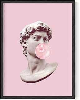 Gum Poster David Bubble Pop Art Pop Art Wall Decor Pink Pictures Wall Decor Pink Posters for Room Aesthetic Unframed Blush Pink Room Decor for Bedroom 12” x 16” (Pink David)