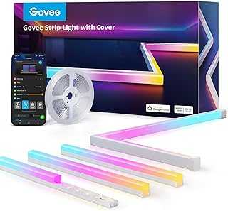 RGBIC LED Strip Lights 16.4ft with Covers, Smart LED Lights for Bedroom Work with Alexa and Google Assistant, LED Diffuser Channel with LED Christmas Lights, Skirting Lines, Studio, Cabinet