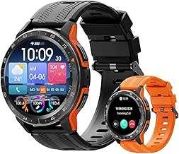 Smart Watches for Men, 1.43'' AMOLED Military Smart Watches for Women, IP68 Waterproof Fitness Watch for Android and iOS, Smartwatch with Heart Rate BP Sleep Monitor and Step Counter (Orange)