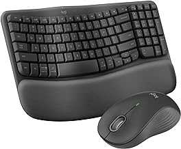 Wave Keys MK670 Combo, Wireless Ergonomic Keyboard with Signature M550 L Wireless Mouse, Comfortable Natural Typing, Bluetooth, Logi Bolt, for Multi-OS, Windows/Mac - Graphite