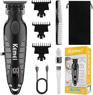 Trimmer Professional Cordless Hair Clipper for Men, Electric Beard Trimmers Barber Hair Cuttings Kit, Zero Gapped T Blade Trimmers for Men with LCD Display, KM-2293