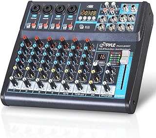 Professional Audio Mixer Sound Board Console Desk System Interface 8 Channel Digital USB Bluetooth MP3 Computer Input 48V Phantom Power Stereo DJ Studio FX 16Bit DSP Processor PMXU83BT, Black