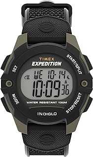 Men's Expedition 41mm Watch - Black Strap Digital Dial Green Case