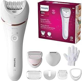 Epilator Series 8000, Wet & Dry, 3-in-1 with Shaver & Trimmer Attachments for Women, 8 Accessories Included, BRE720/14