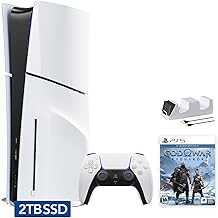 PlayStation 5 Slim Upgraded 2TB Disc Edition God of War Bundle - White, Slim PS5 2TB PCIe SSD Gaming Console with C-Gamers Dual-Controller Charger [video game] [video game] [video game] [video game] [video game] [video game] [video game] [video game] [vide