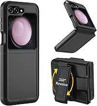 for Samsung Galaxy Z Flip 5 5G case,Galaxy Z Flip 5 Heavy Duty case with Belt-Clip,[Military Grade Protective ][Shockproof] [Dropproof] [Dust-Proof], ONLY Fit Samsung Z Flip 5 5G Phone (Black)