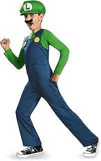 Nintendo Luigi Costume, Officially Licensed Super Mario Brothers Boys Costume, Classic Child