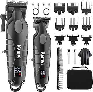 Hair Clipper and Trimmer Set Professional Cordless Hair Clipper for Men Electric Beard Trimmers Barber Hair Cuttings Kit, T Blade Trimmers for Men with LCD Display, KM-2290，KM-2293