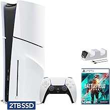 PlayStation 5 Slim Disc 2TB SSD Edition Bundle with Battlefield 2042 and C-Gamers Dual-Controller Charger - PS5, White [video game] [video game] [video game] [video game] [video game] [video game] [video game] [video game] [video game] [video game] [video