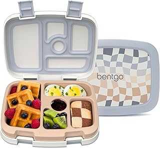 Kids 5-Compartment Leak-Proof Bento-Style Lunch Box (Whimsy & Wonder Collection) - Ideal for Ages 3-7, Drop-Proof & Durable, Dishwasher Safe, & Made with BPA-Free Materials (Checker Gradient)