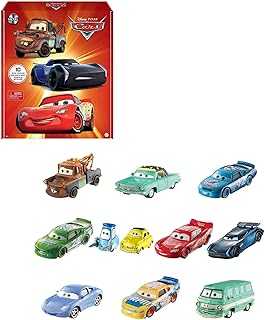 Disney and Pixar Cars Set of 10 Die-Cast Mini Racers Vehicles, Collectible Set of 1:55 Scale Toy Cars Inspired by Movies