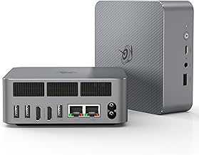 EQi12 Dual LAN Mini PC, Intel Core 1220P(10C/12T, up to 4.4GHz), 24GB LPDDR5 5200MHz 500GB PCIe4.0 SSD, Mini Desktop Computer Support WiFi 6/ BT5.2/ Dual HDMI/Bulit-in 85W Power Supply