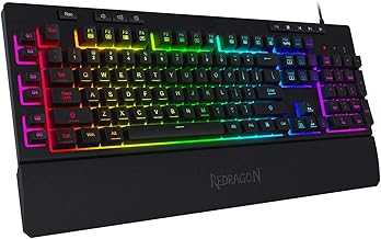 K512 Shiva RGB Backlit Membrane Gaming Keyboard with Multimedia Keys, Linear Mechanical-Feel Switch, 6 Extra On-Board Macro Keys, Dedicated Media Control, Detachable Wrist Rest