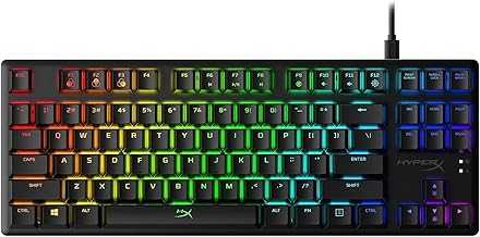 HyperX Alloy Origins Core Mechanical Gaming Keyboard Low Profile Aluminum Body Aqua Switch Tactile RGB Backlit for Xbox Series PS5 PS4 Computer PC Gaming Keyboards Tenkeyless Compact, Black (Renewed)