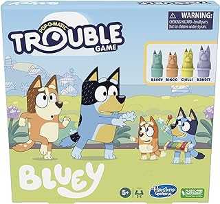 Hasbro Gaming Trouble Bluey Edition Game | Family Board Games | Kids Play as Bluey, Bingo, Bandit or Chilli for Girls & Boys | 2-4 Players | Ages 5+ (Amazon Exclusive)