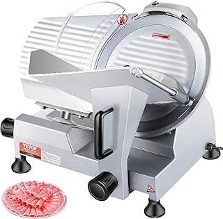 Commercial Meat Slicer, 10 inch Electric Food Slicer, 240W Frozen Meat Deli Slicer, Premium Chromium-plated Steel Blade Semi-Auto Meat Slicer For Commercial and Home use (10IN-240W)