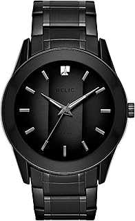 Relic by Fossil Men's Rylan Three-Hand Black Stainless Steel Bracelet Watch (Model: ZR77271)