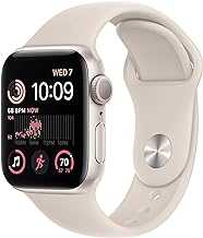 Apple Watch SE (2nd Gen) (GPS, 40mm) - Starlight Aluminum Case with Starlight Sport Band, S/M (Renewed)