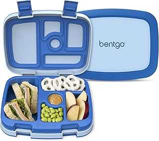 Kids Bento-Style 5-Compartment Leak-Proof Lunch Box - Ideal Portion Sizes for Ages 3 to 7 - Durable, Drop-Proof, Dishwasher Safe, BPA-Free, & Made with Food-Safe Materials (Blue)