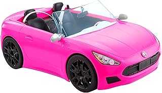 Toy Car, Bright Pink Doll-Sized Convertible with 2 Seats, Seatbelts & Rolling Wheels, Realistic Details