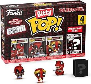 Bitty Pop!: Deadpool Mini Collectible Toys 4-Pack - Dinopool, Deadpool (Barista), Deadpool (Roman Senator) & Mystery Chase Figure (Styles May Vary)