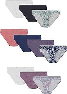 Women's Bikini Underwear Pack, Classic Cotton Bikini Panties, 10-Pack (Colors May Vary)