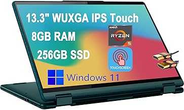 Yoga 6 13 2-in-1 Laptop 13.3" WUXGA IPS Touchscreen (100% sRGB) AMD Hexa-Core Ryzen 5 5500U (Beats i7-10510U) 8GB RAM 256GB SSD Backlit Fingerprint HDMI USB-C Win11 Dark Teal + HDMI Cable