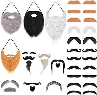 32 Pcs Fake Mustaches Halloween Self Adhesive Fake Beard Moustache Stickers Christmas Masquerade Accessories