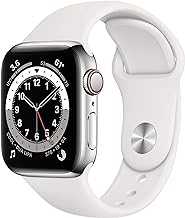 Apple Watch Series 6 (GPS + Cellular, 40mm) - Silver Stainless Steel Case with White Sport Band (Renewed)