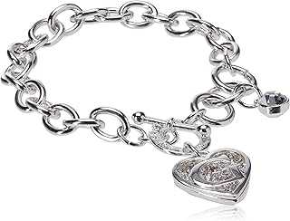 Toggle Chain Bracelet with Logo Heart Link Charm Bracelet