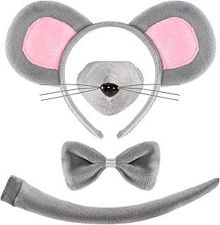 Halloween Animal Ears and Tail, Donkey Mouse Ears Costume Accessory Set Kids Adult