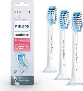 Genuine Sensitive Replacement Toothbrush Heads for Sensitive Teeth, 3 Brush Heads, White, HX6053/64