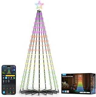 Christmas Cone Tree Lights, 6ft 316 LEDs RGBIC Christmas Tree Lights with Smart App Control, IP65 Waterproof Outdoor String Lights for Christmas Decorations, 66+ Scene Modes, Music Sync