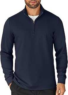 Men's Quarter Zip Up Pullover Lightweight Mock Neck Sweatshirt Casual Long Sleeve Polo Shirt