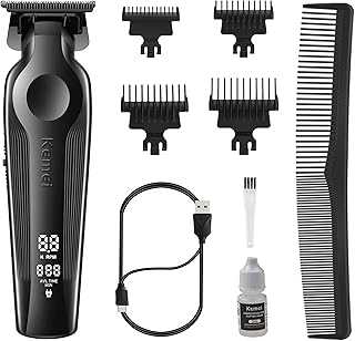 Hair Trimmer for Men, Zero Gapped Cordless Hair Clippers Beard Trimmer with T Blade, Rechargeable Barber Clippers with LED Display, Black