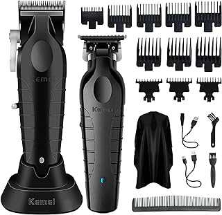 Hair Clipper and Trimmer Set Professional Cordless Hair Clipper for Men Electric Beard Trimmers Barber Hair Cuttings Kit, T Blade Trimmers for Men, KM-2296，KM-2299