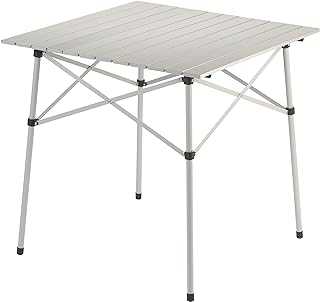 Compact Roll-Top Aluminum Adult Camping Table, Silver (27' W x 27' L)