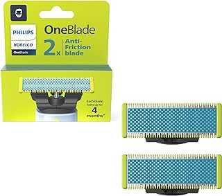 Philips Norelco OneBlade Anti Friction Blade, Genuine Replacement Blade for OneBlade Electric Shaver and Trimmer, Durable Stainless Steel, Trim, Edge and Shave, 2 Pack, QP225/80