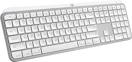 MX Keys S for Mac, Wireless Keyboard, Fluid, Precise Laptop-Like Typing, Programmable Keys, Backlit, Bluetooth USB C Rechargeable for MacBook Pro, MacBook Air, iMac, iPad - Pale Grey