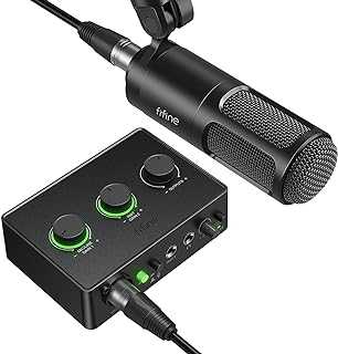 Podcast Equipment Bundle Set, Music Recording Kit with Studio Dynamic Microphone and USB Audio Mixer with XLR Mic Input, Headphone Monitoring, Volume Knob for Vocal/Voice Over-AmpliTank KS6