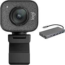 StreamCam Plus Webcam with Tripod (Graphite) Bundle with Knox Gear Kernel 13-in-1 USB-C PD Multiple Charging Hub (2 Items)